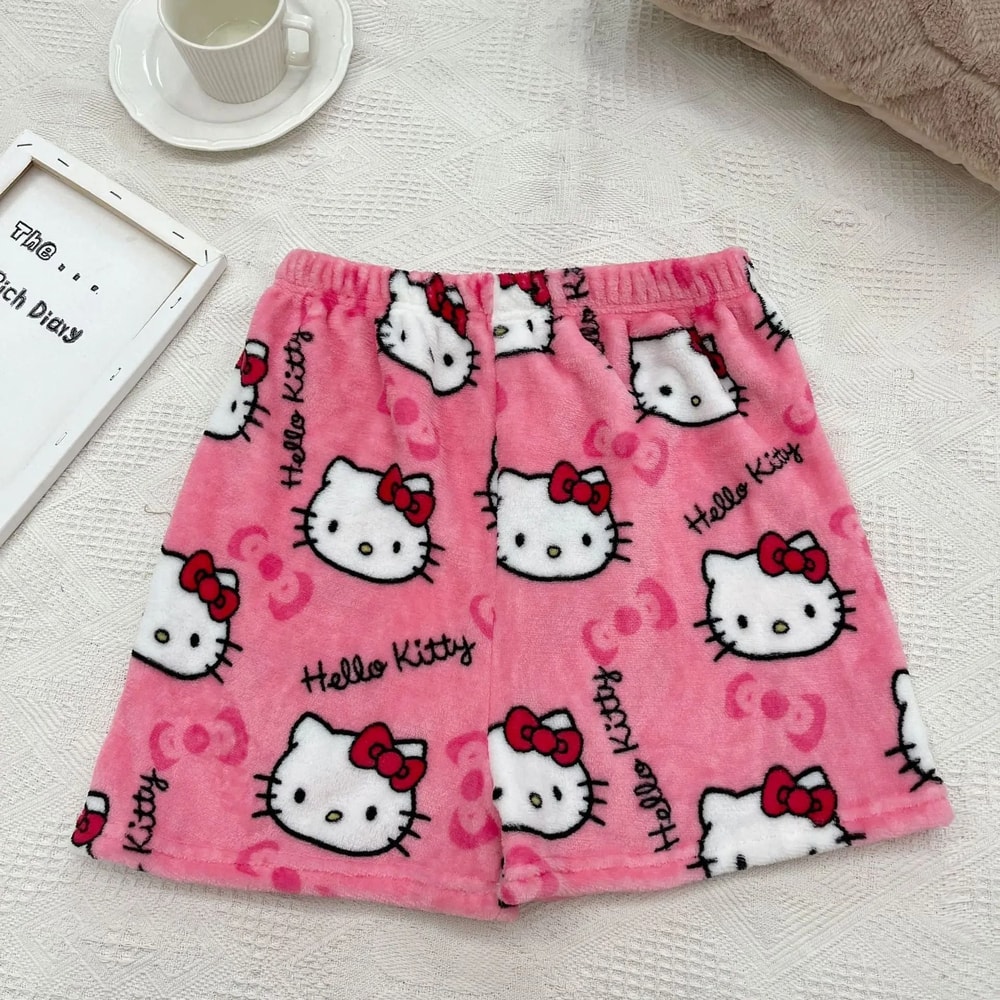 Cartoon Print Plush Lounge Pajama Pants For Women 2