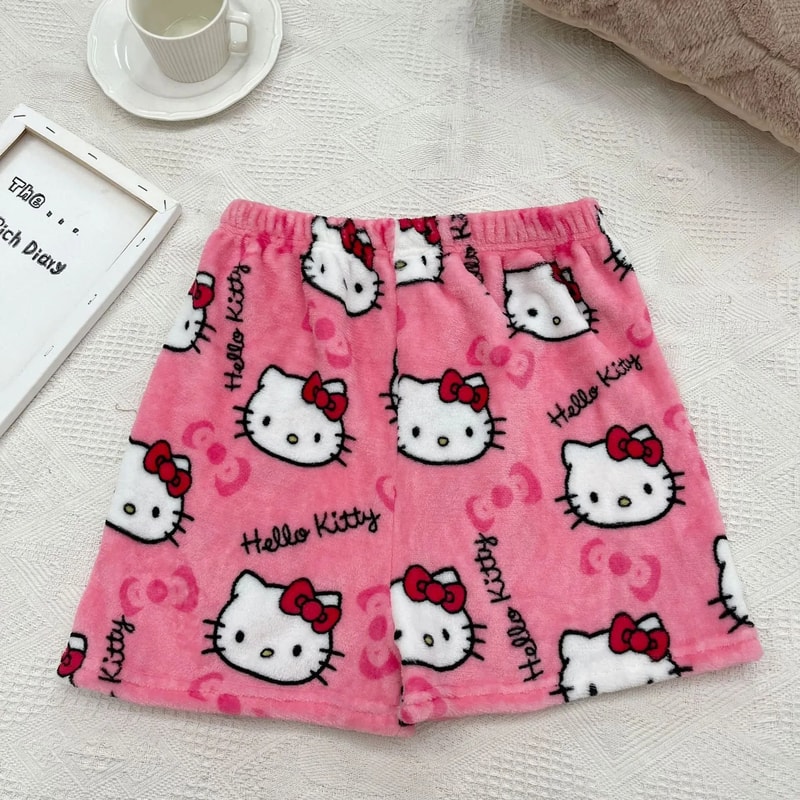 Cartoon Print Plush Lounge Pajama Pants For Women 2