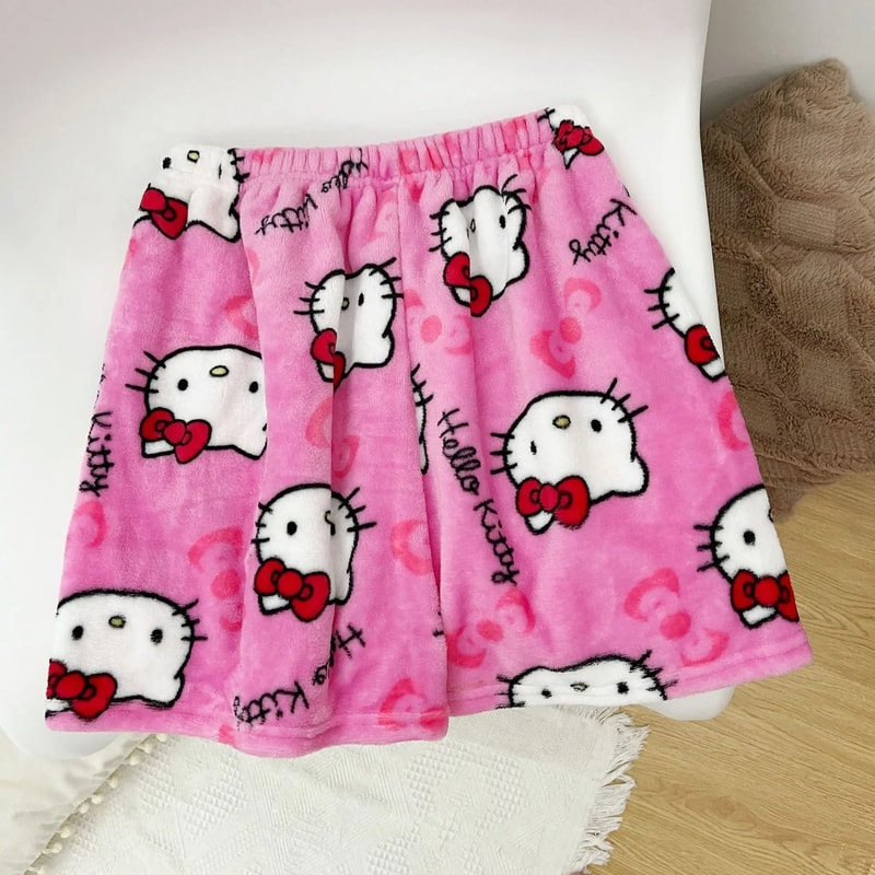 Cartoon Print Plush Lounge Pajama Pants For Women 7