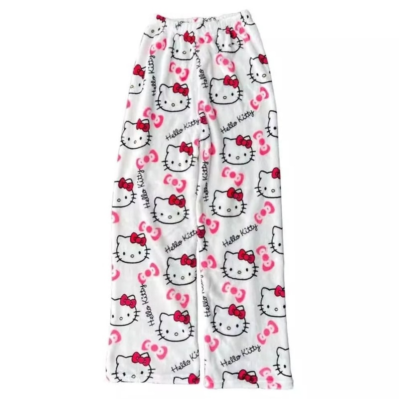 Cartoon Print Plush Lounge Pajama Pants For Women 14