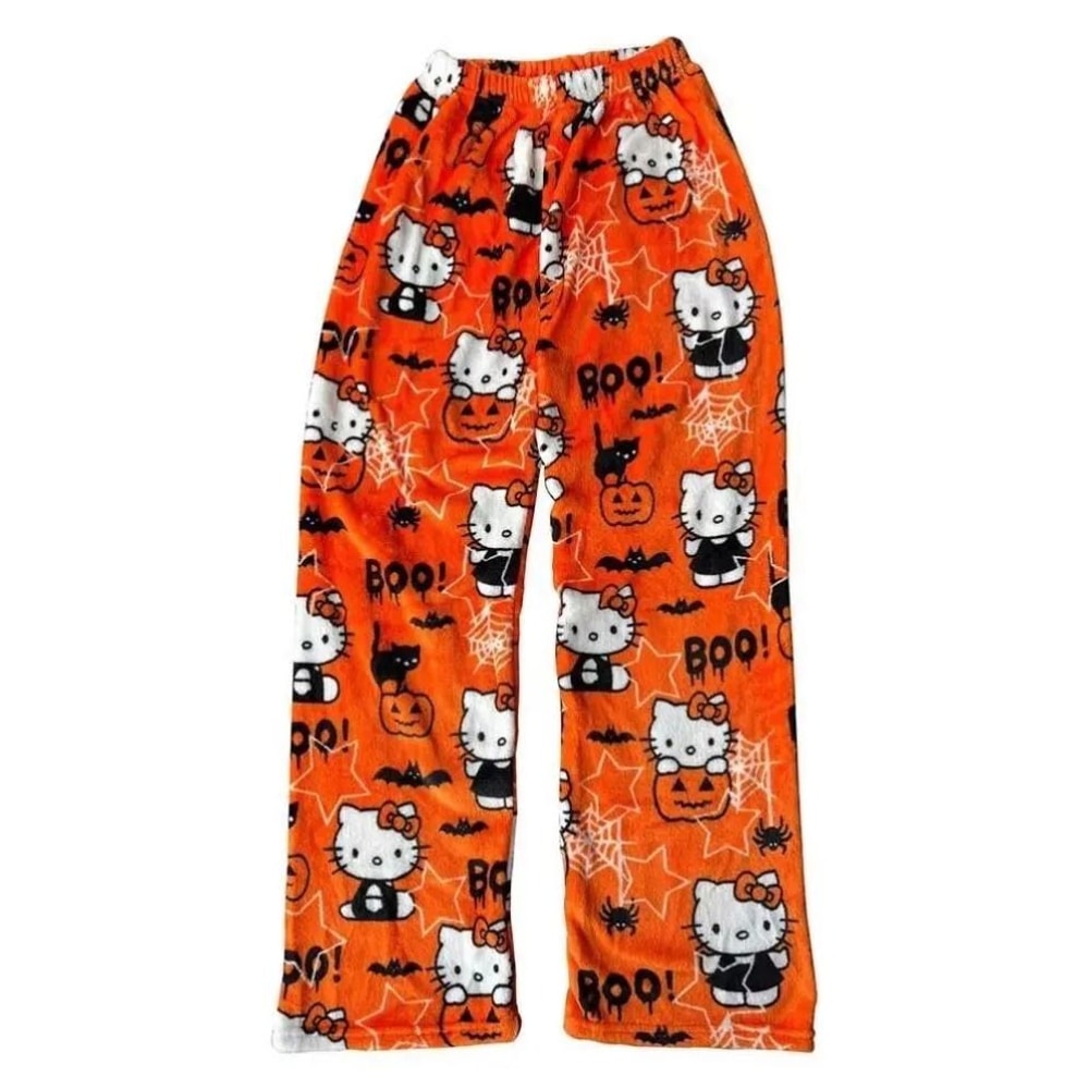 Cartoon Print Plush Lounge Pajama Pants For Women 15