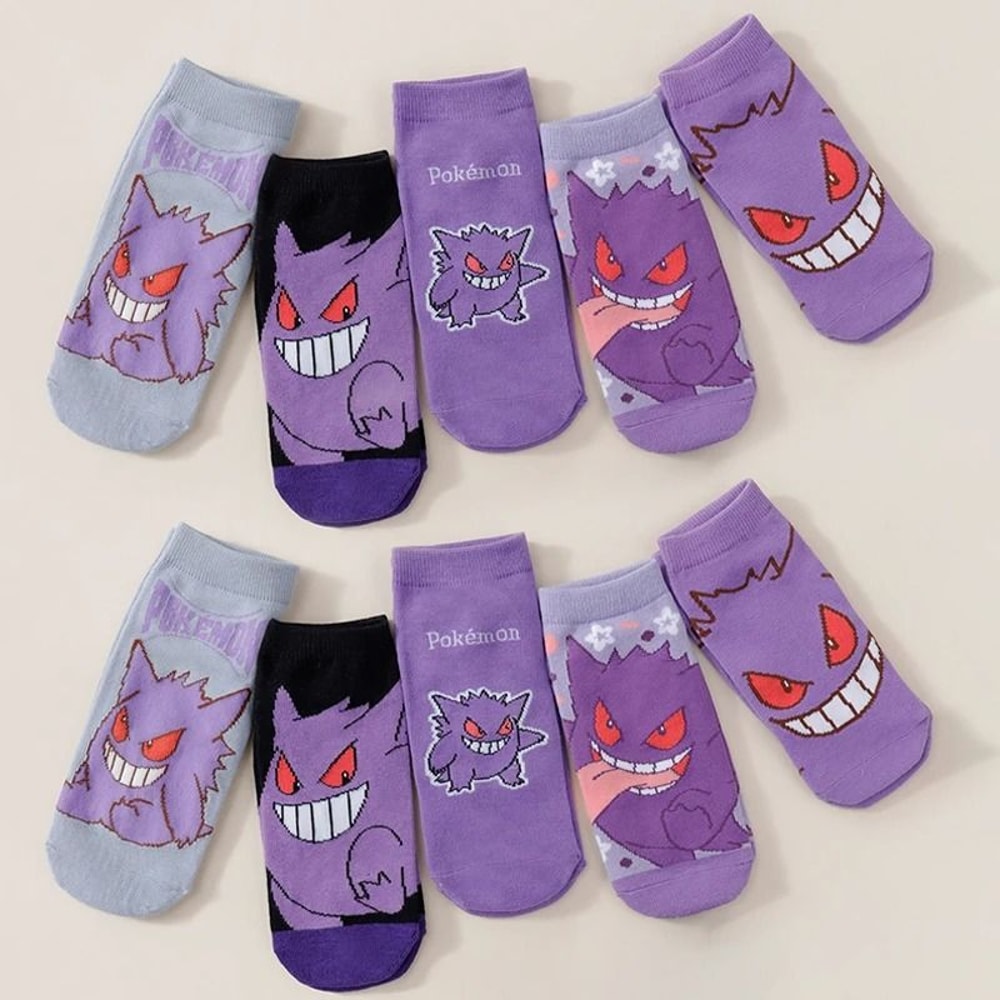 Womens Cartoon Anime Casual Socks Soft Breathable 5 Pair Set 1