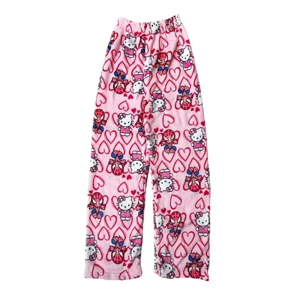 Y2K Cartoon Pajama Pants Soft Flannel Sleepwear Home Trousers 3