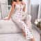 Womens Sheer Mesh Lace Two Piece Pajama Set With Ribbed Strap Top And Pants 10