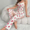 Womens Sheer Mesh Lace Two Piece Pajama Set With Ribbed Strap Top And Pants 12