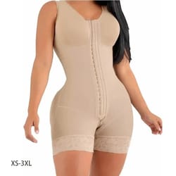 high compression full body shaper with bust support and hook closure