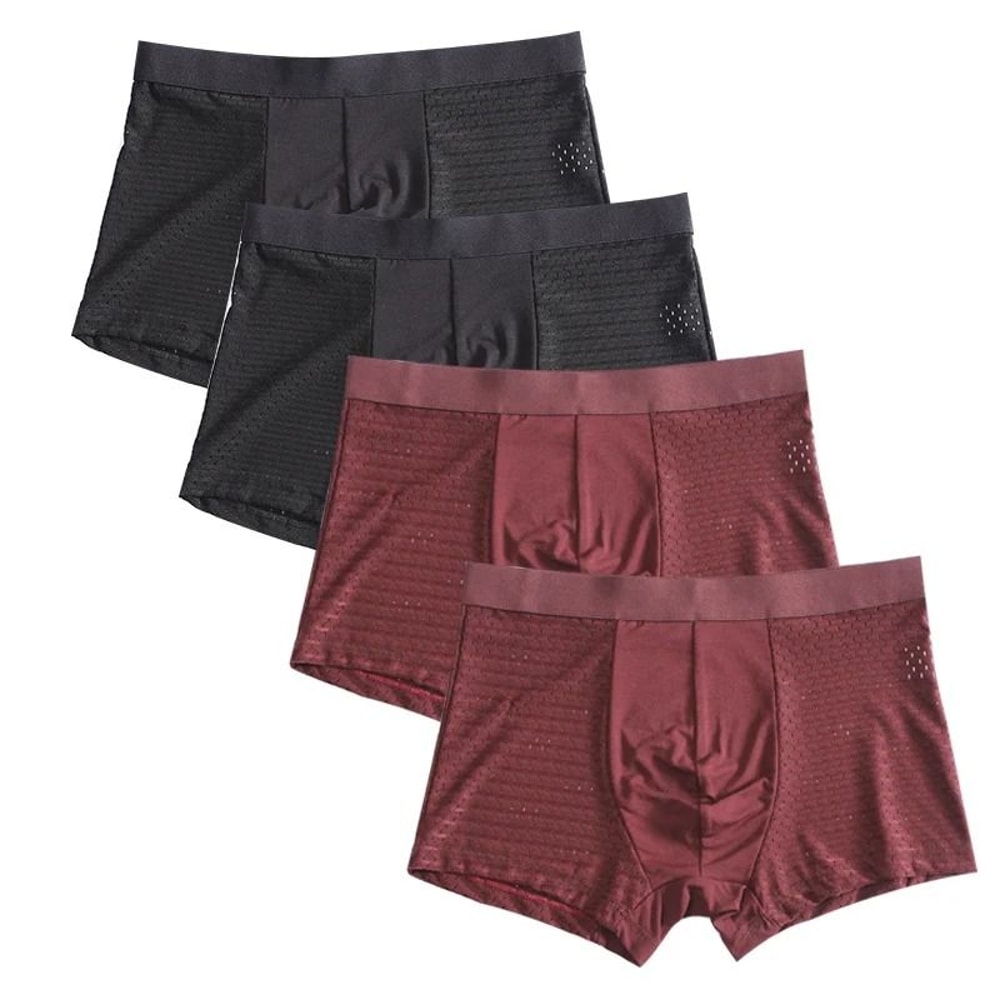 Plus Size Bamboo Fiber Mens Boxer Briefs Breathable Comfort Fit 4 Pack 12