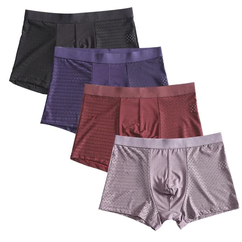 Plus Size Bamboo Fiber Mens Boxer Briefs Breathable Comfort Fit 4 Pack 5