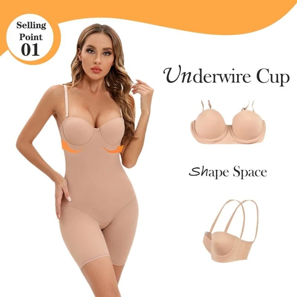 Womens Body Shaper Bodysuit Underwire Support Slim Fit Shapewear Romper 2