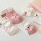 Womens Pink Cat Short Tube Socks Cute Low Cut Boat Socks 5 Pair Set 1
