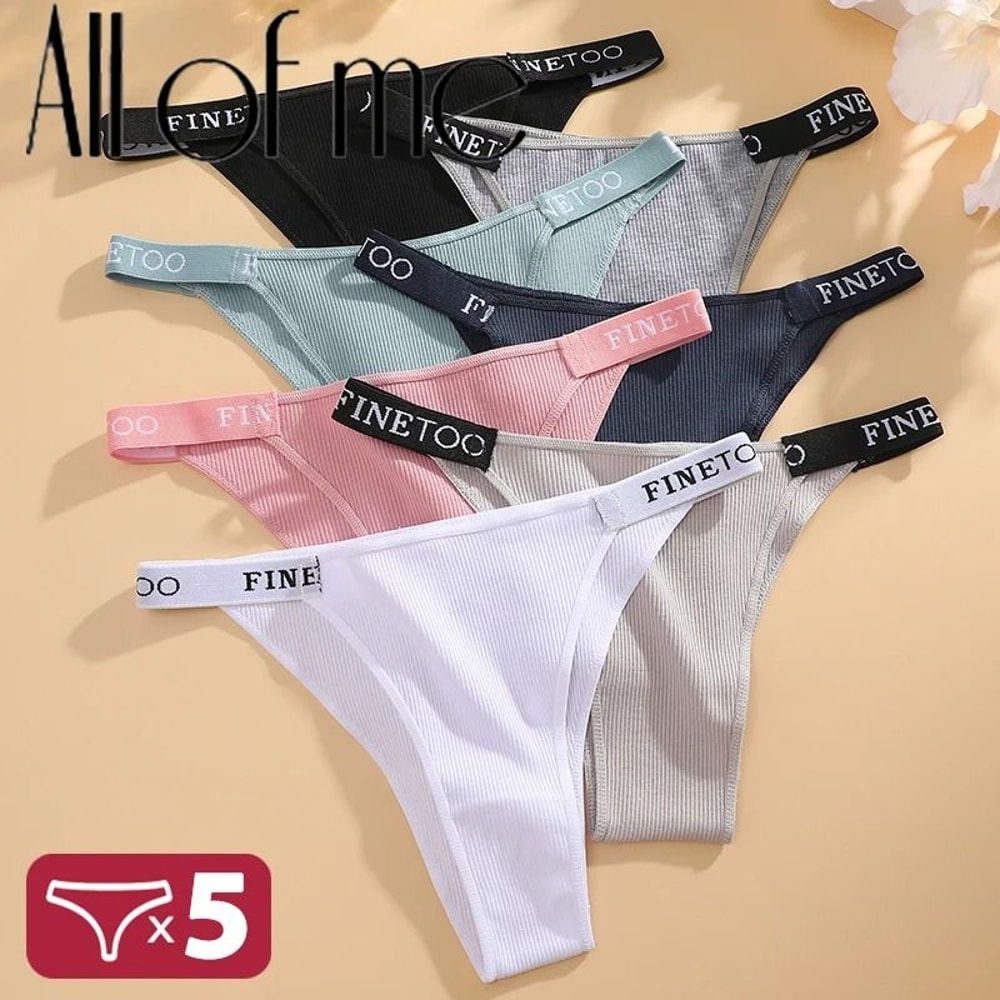 Womens Cotton Letter Panties Low Waist Comfortable Briefs 5 Piece Set 0