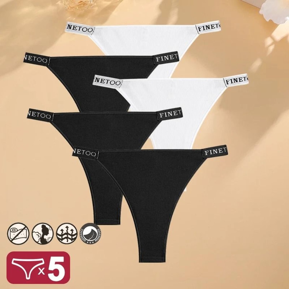 Womens Cotton Letter Panties Low Waist Comfortable Briefs 5 Piece Set 10