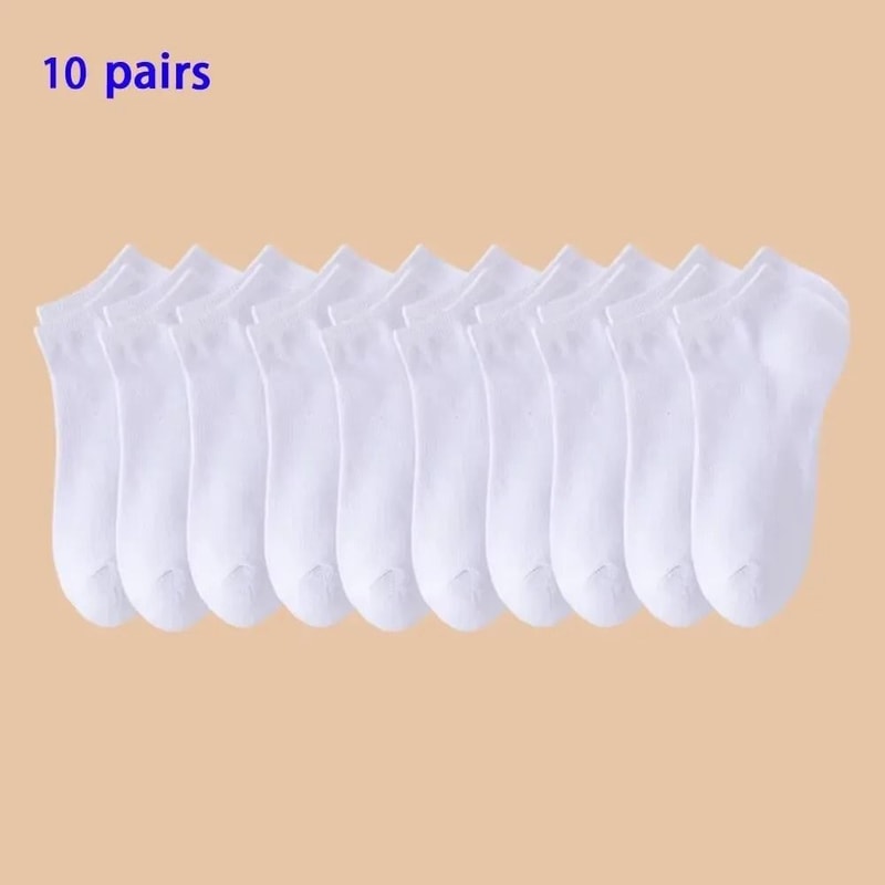 Unisex Solid Color Ankle Socks Soft Lightweight Low Cut Boat Socks 10 Pair Set 6