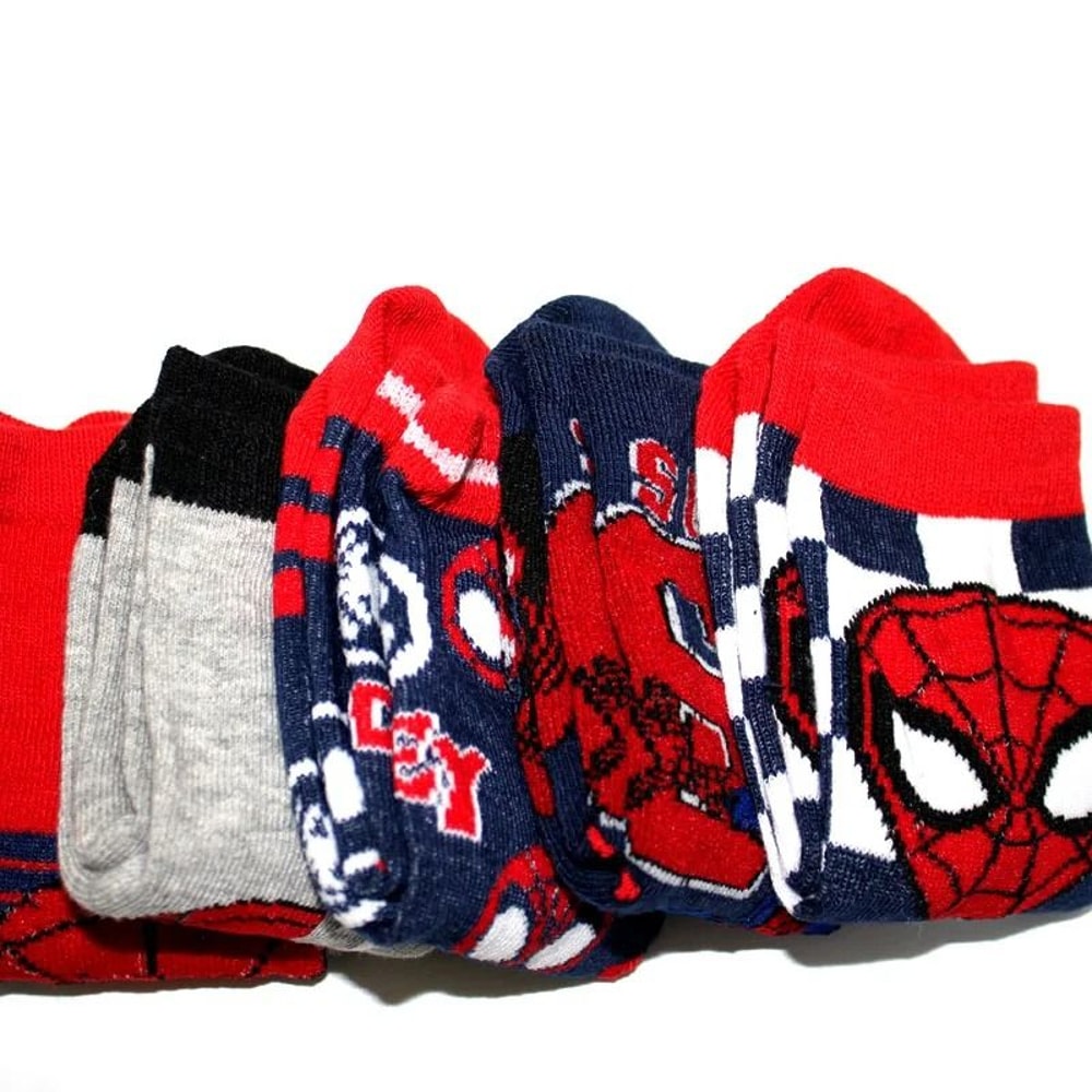 Kids Spiderman Cartoon Socks Soft Breathable Mid Tube Socks 5 Pair Set 2