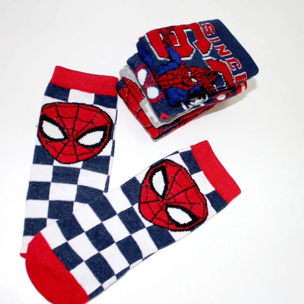 Kids Spiderman Cartoon Socks Soft Breathable Mid Tube Socks 5 Pair Set 4