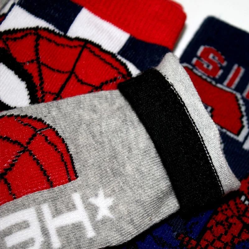 Kids Spiderman Cartoon Socks Soft Breathable Mid Tube Socks 5 Pair Set 5