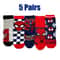 Kids Spiderman Cartoon Socks Soft Breathable Mid Tube Socks 5 Pair Set 6