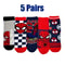 Kids Spiderman Cartoon Socks Soft Breathable Mid Tube Socks 5 Pair Set 6
