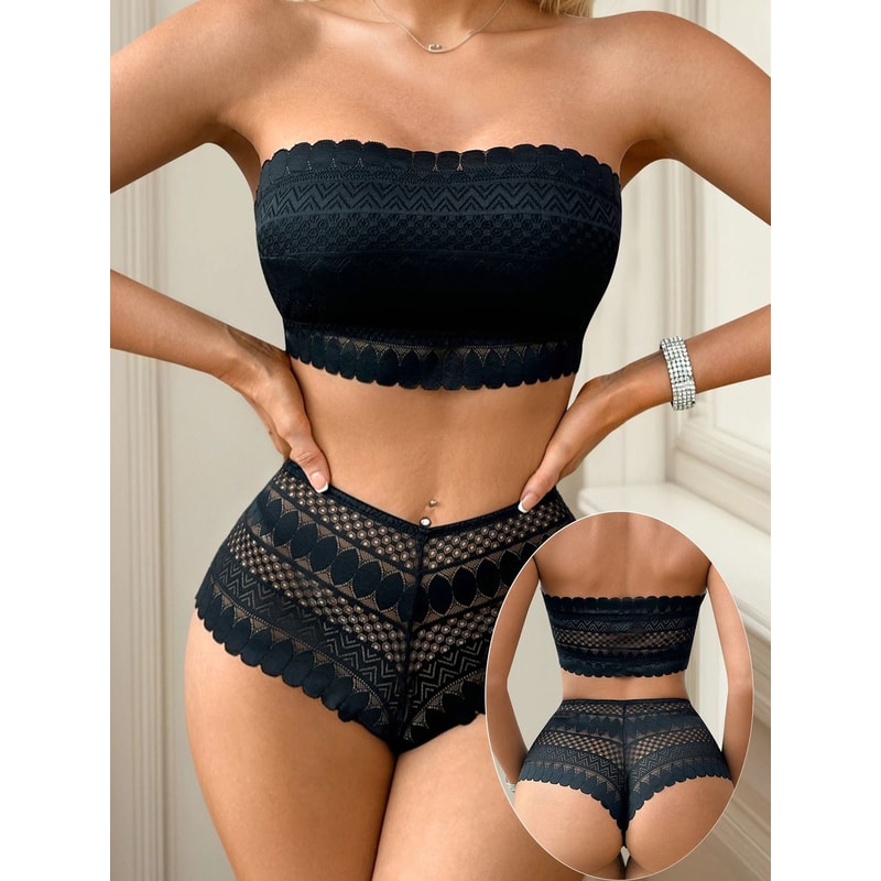 Strapless Lace Two Piece Underwear Set For Women 5