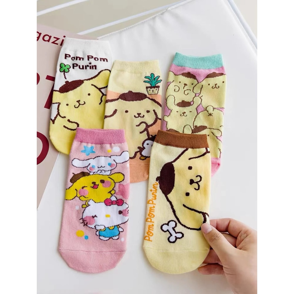 Cute Cartoon Short Socks For Women 5 Pair Random Set 0