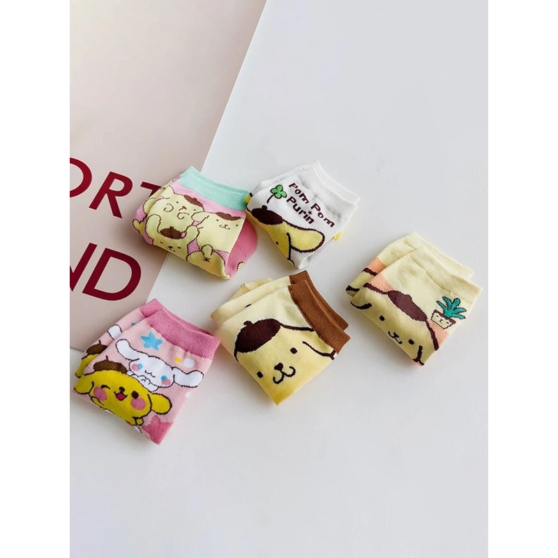 Cute Cartoon Short Socks For Women 5 Pair Random Set 1
