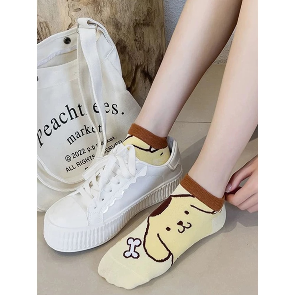 Cute Cartoon Short Socks For Women 5 Pair Random Set 4