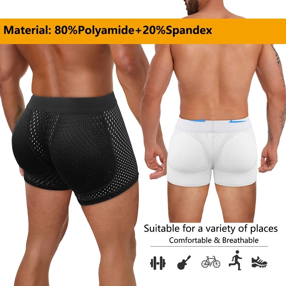 Mens Padded Hip Lift Body Shaper Boxer Briefs 1