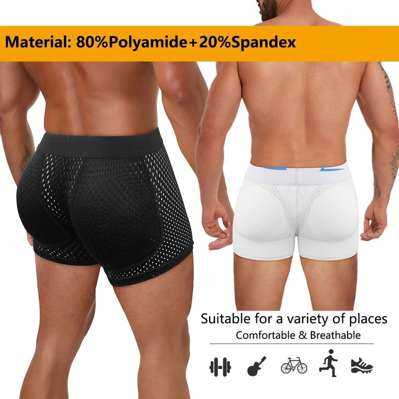 Mens Padded Hip Lift Body Shaper Boxer Briefs 1