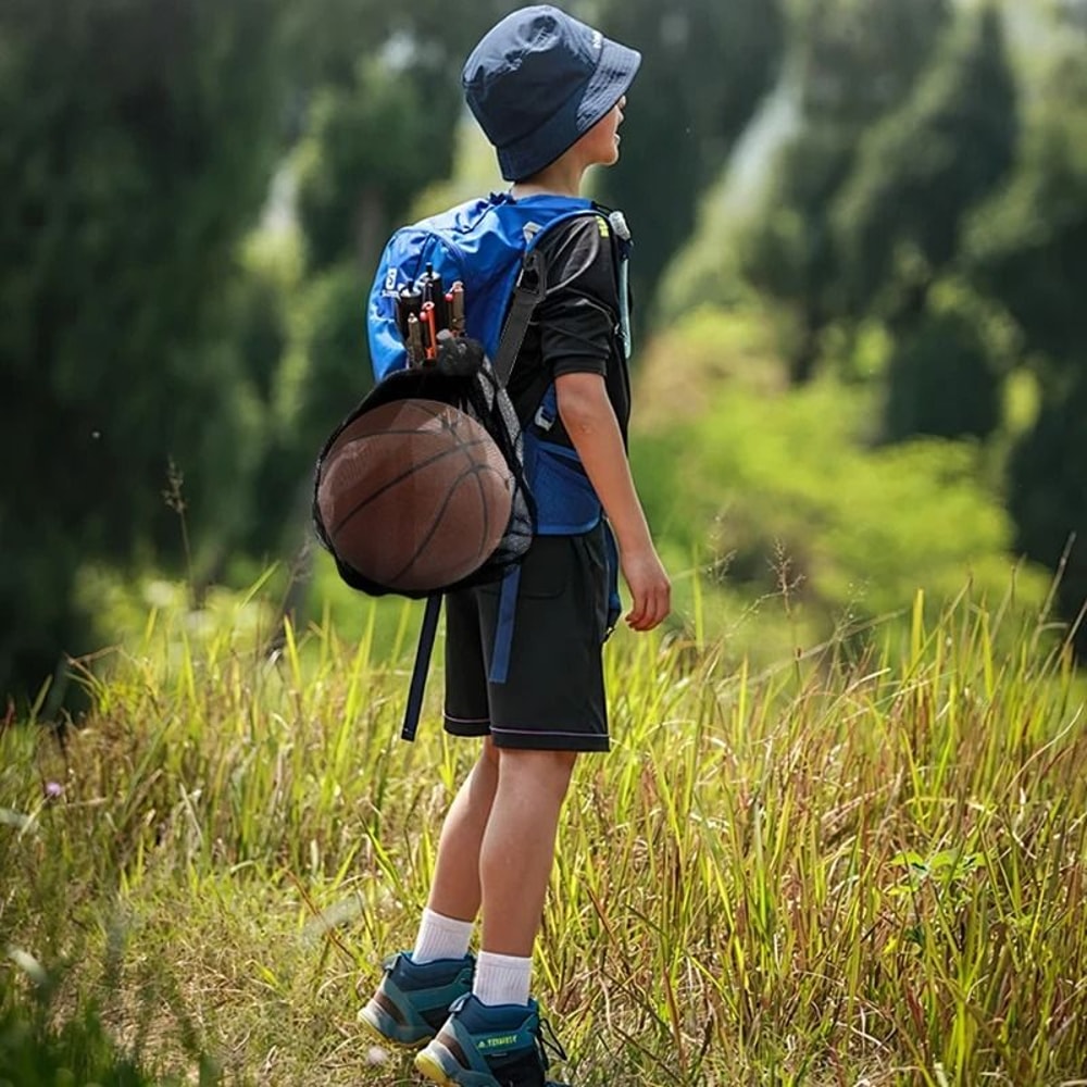 Portable Mesh Drawstring Sports Ball Backpack 2