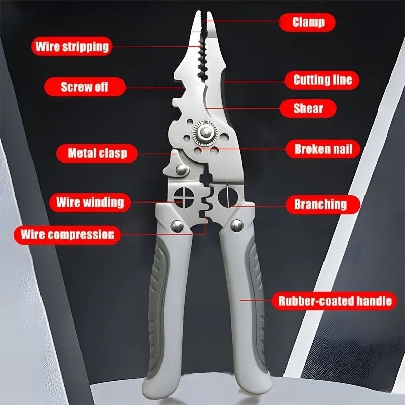 85 Inch Multifunction Wire Stripper Cutter And Crimper Pliers 1