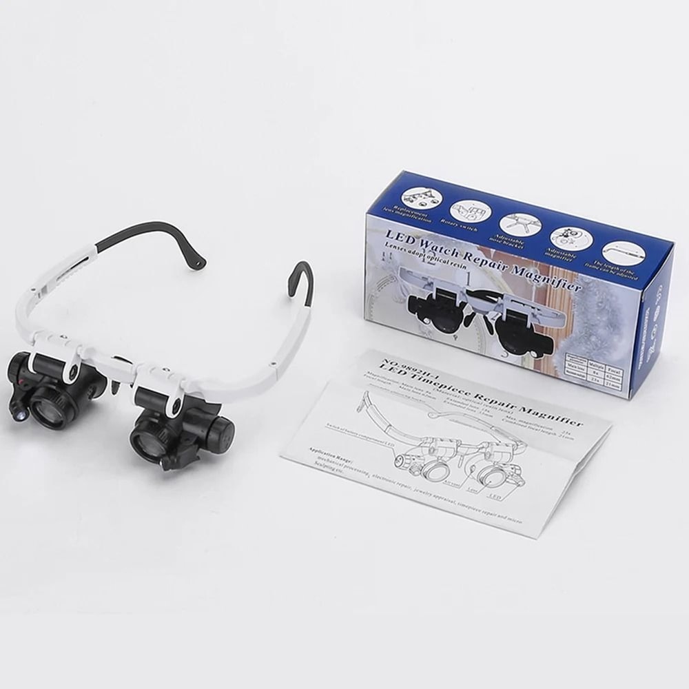 Headband Magnifying Glass With LED Light 8X 15X 23X 4