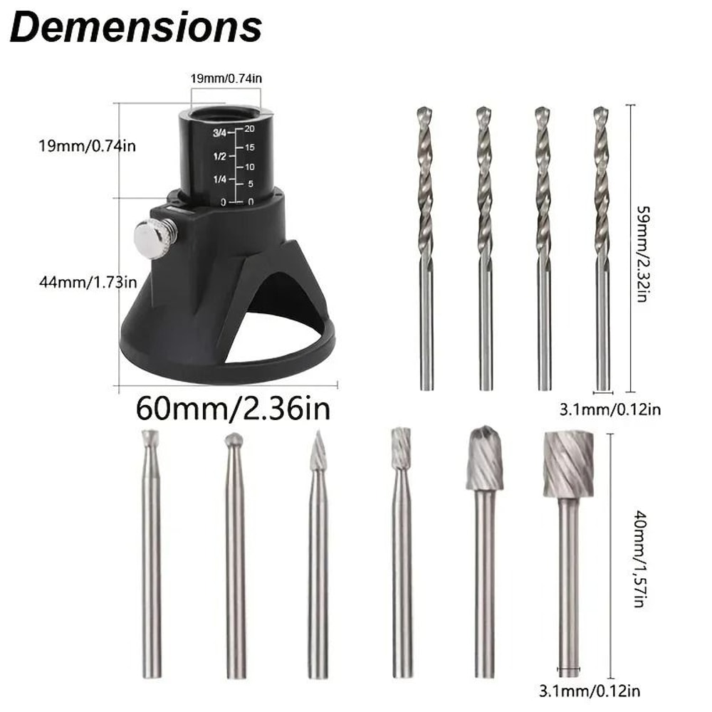 Rotary Multi Tool Cutting Guide Attachment With Router Bits Set 1