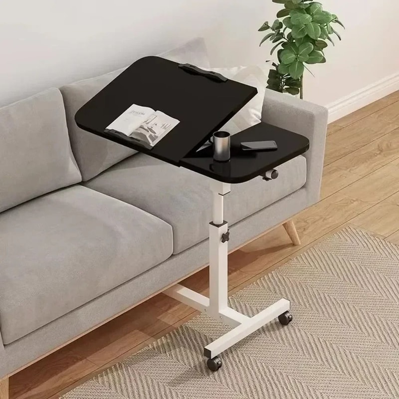 Adjustable Rolling Bedside Laptop Table With Rotating Surface 1