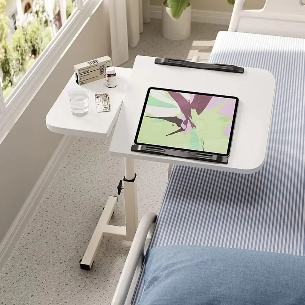 Adjustable Rolling Bedside Laptop Table With Rotating Surface 2