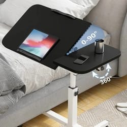 adjustable rolling bedside laptop table with rotating surface