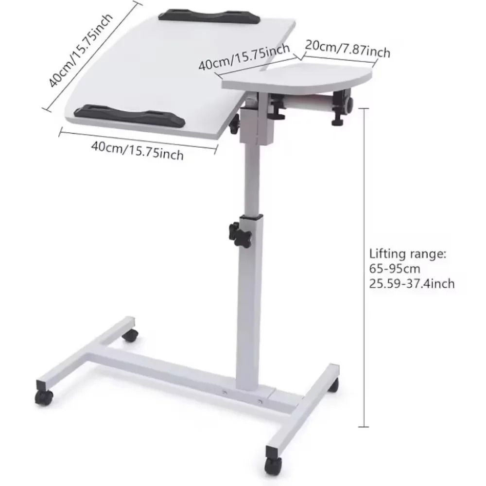 Adjustable Rolling Bedside Laptop Table With Rotating Surface 5