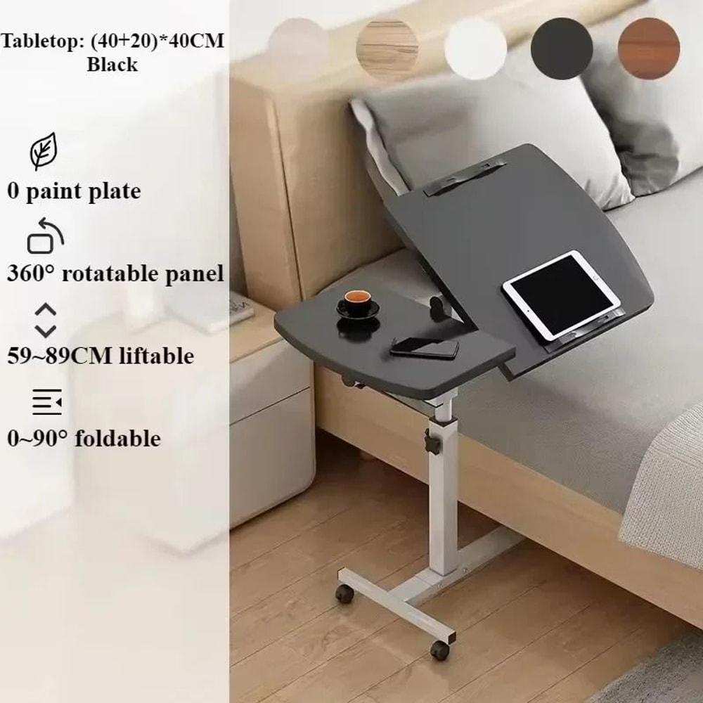 Adjustable Rolling Bedside Laptop Table With Rotating Surface 7