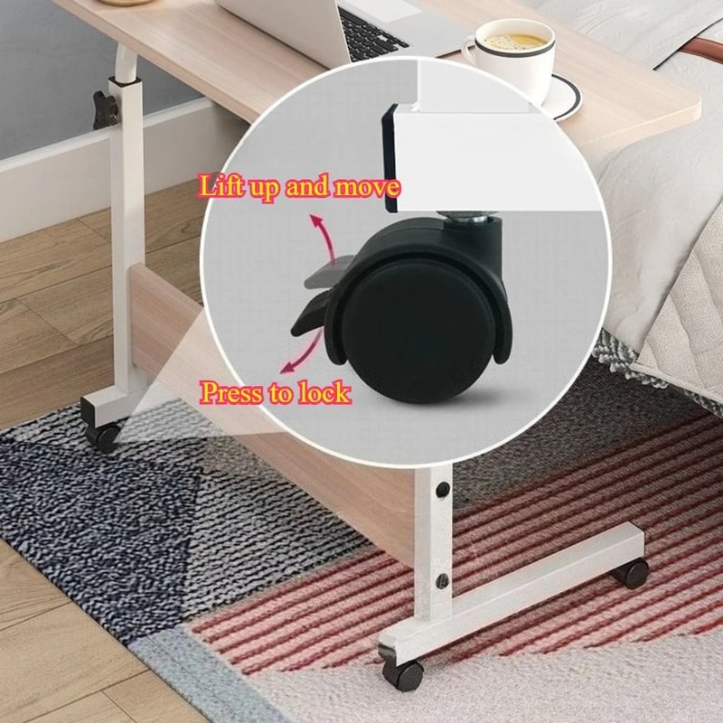 Movable Adjustable Bedside Computer Desk With Wheels 3
