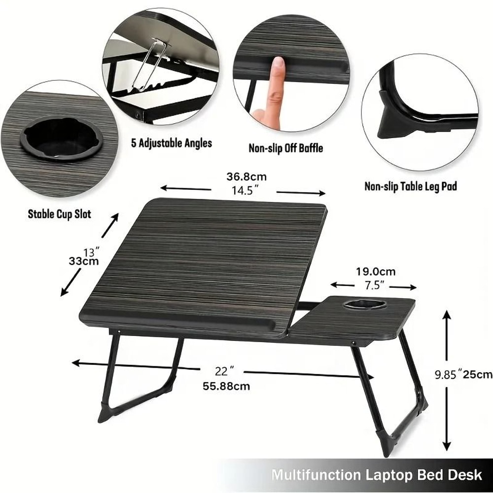 Foldable Laptop Bed Desk With Cup Holder 0