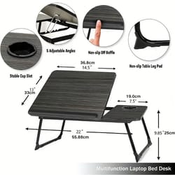 foldable laptop bed desk with cup holder
