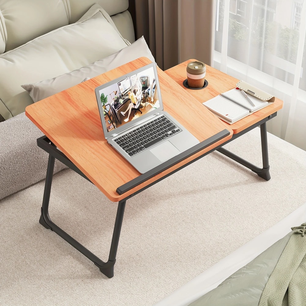 Foldable Laptop Bed Desk Tray With Cup Holder 4