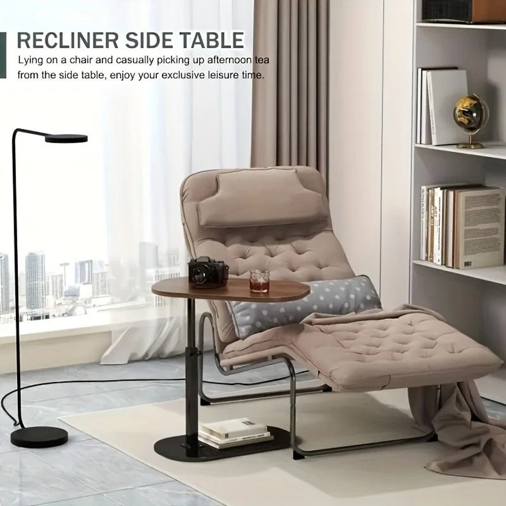 Adjustable Height Sofa Side Table With Wooden Top 5