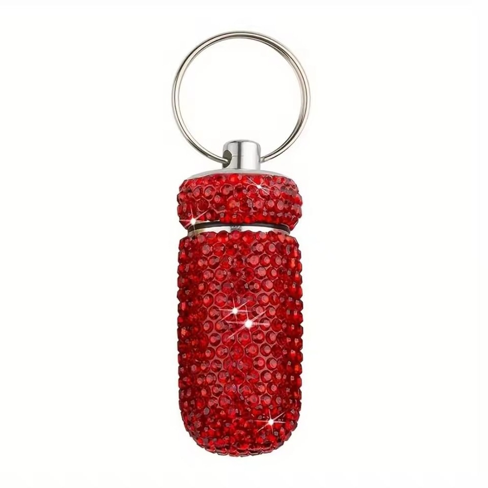 Rhinestone Keychain Pill Container Travel Case 13