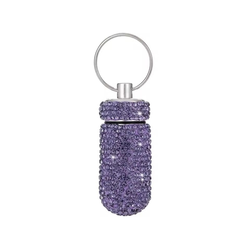 Rhinestone Keychain Pill Container Travel Case 14