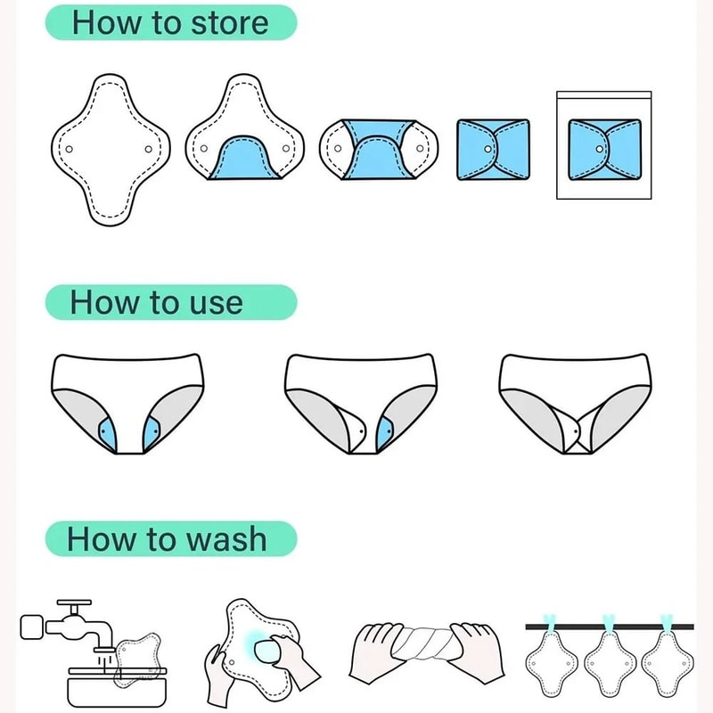 Reusable Washable Menstrual Pads Set Of 8 5