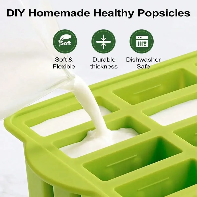 Reusable Silicone Popsicle Molds With Wooden Sticks 4