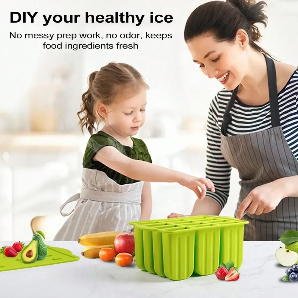 Reusable Silicone Popsicle Molds With Wooden Sticks 6