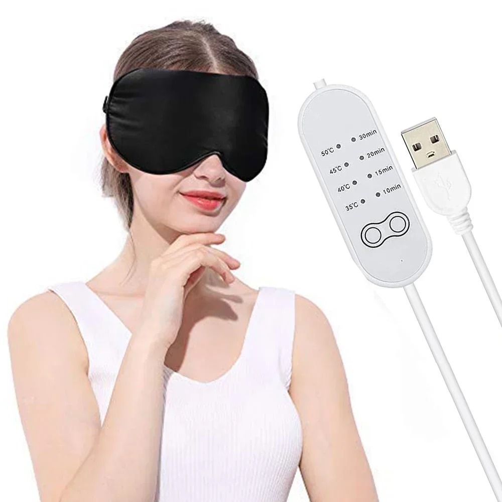 USB Heated Silk Eye Mask With Adjustable Temperature And Timer 0