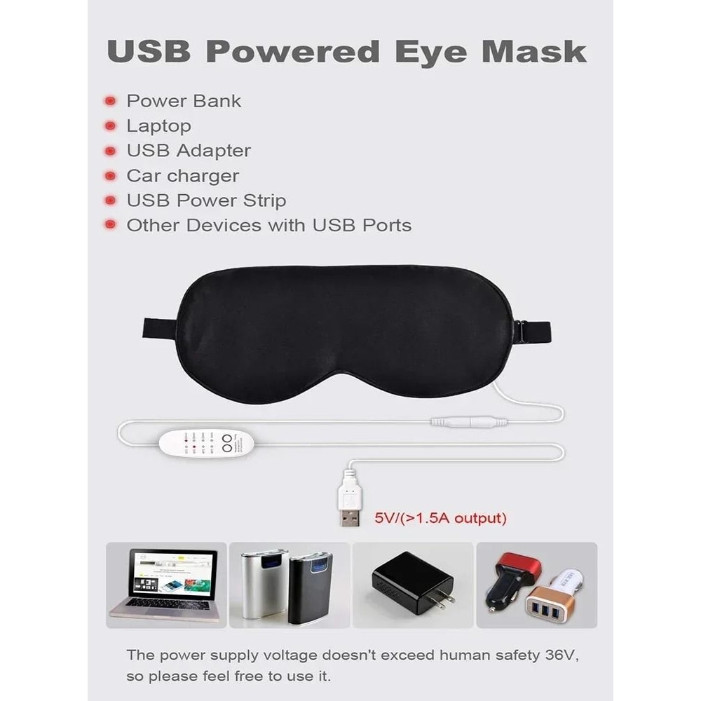 USB Heated Silk Eye Mask With Adjustable Temperature And Timer 2