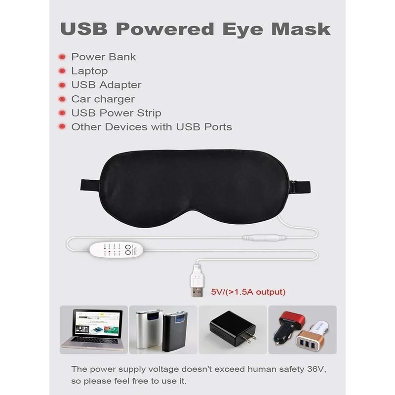 USB Heated Silk Eye Mask With Adjustable Temperature And Timer 2